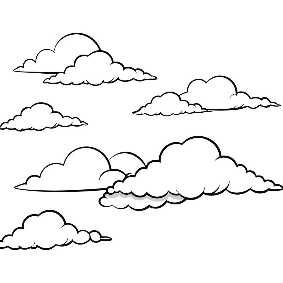 Cloud flat design black outline on a white background vector