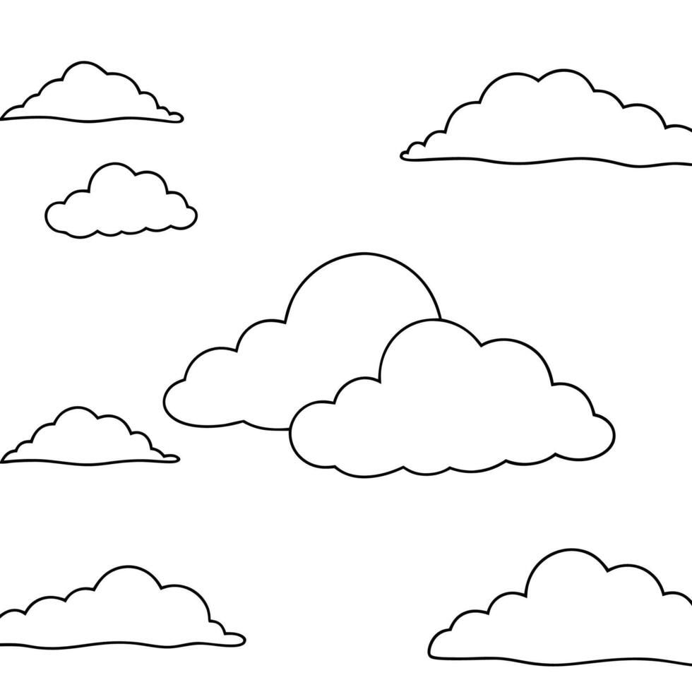 Cloud flat design black outline on a white background vector