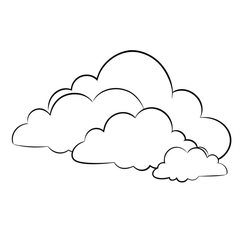 Cloud flat design black outline on a white background vector