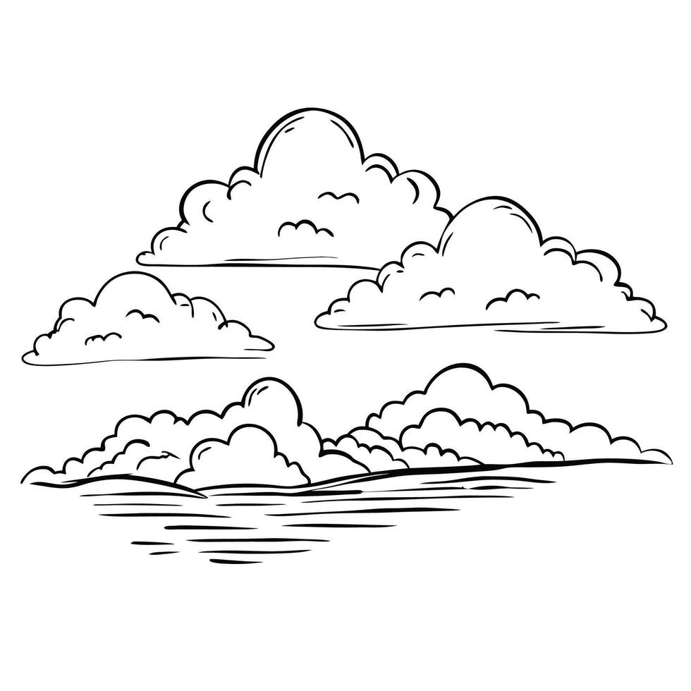 Cloud flat design black outline on a white background vector