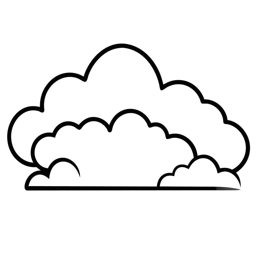 Cloud flat design black outline on a white background vector