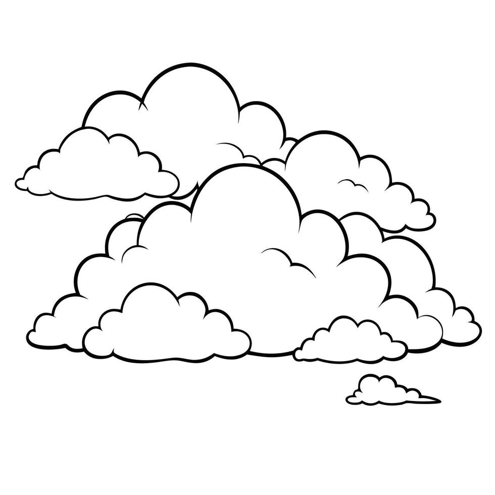 Cloud flat design black outline on a white background vector
