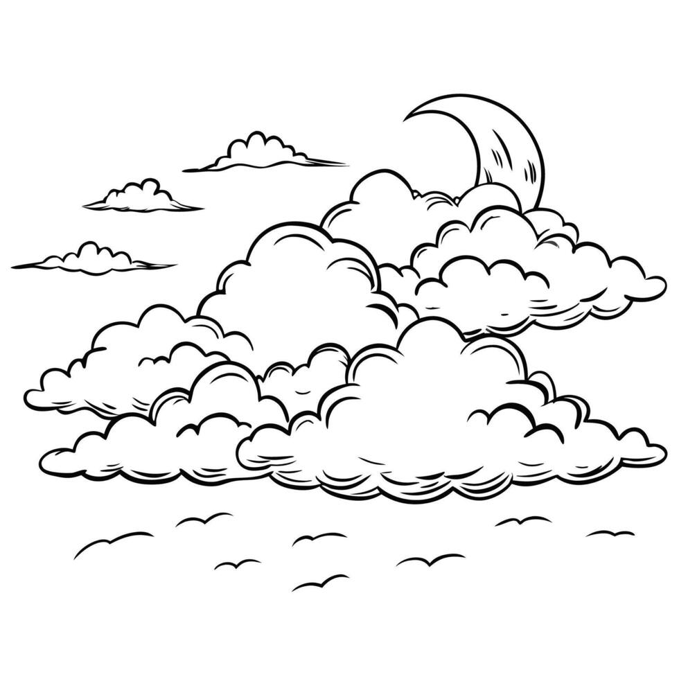 Cloud flat design black outline on a white background vector