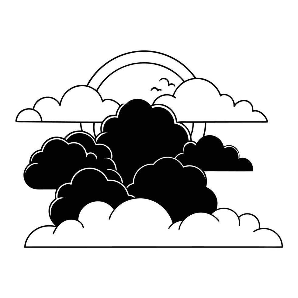 Cloud flat design black outline on a white background vector