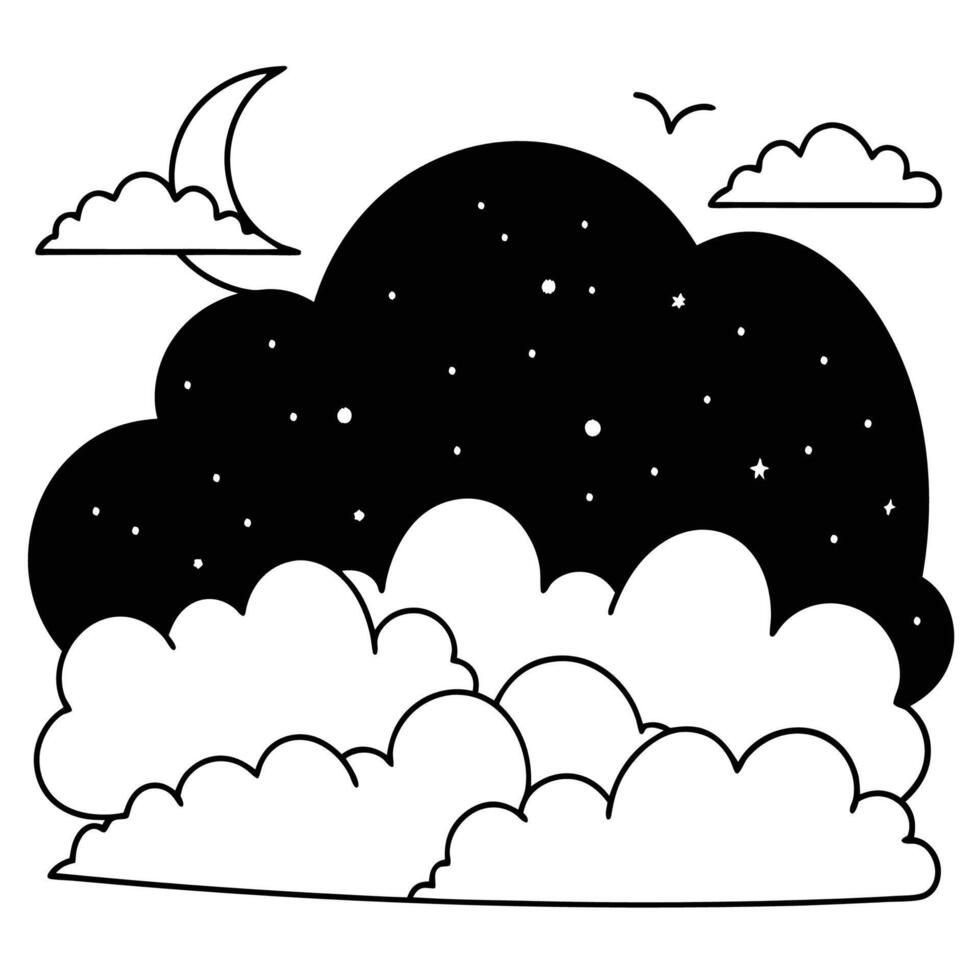 Cloud flat design black outline on a white background vector