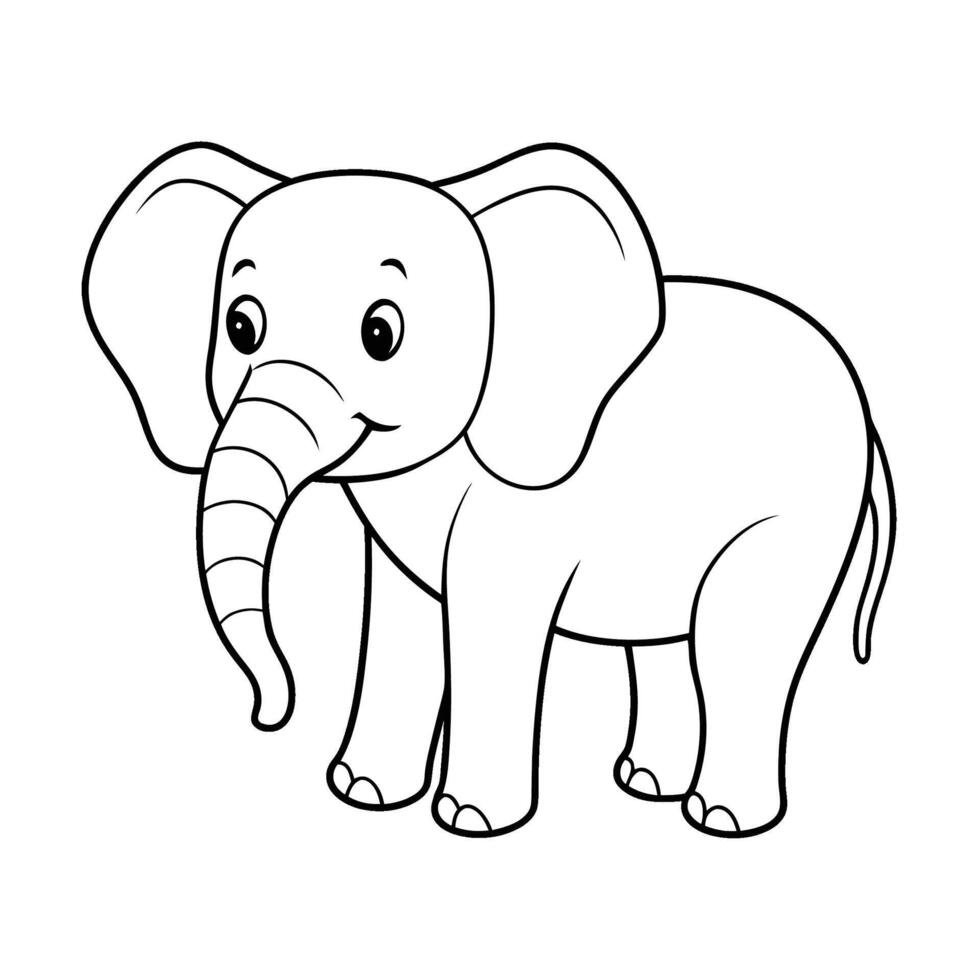 Elephant coloring page for kids Hand drawn elephant outline vector