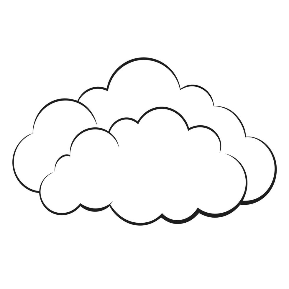 Cloud flat design black outline on a white background vector