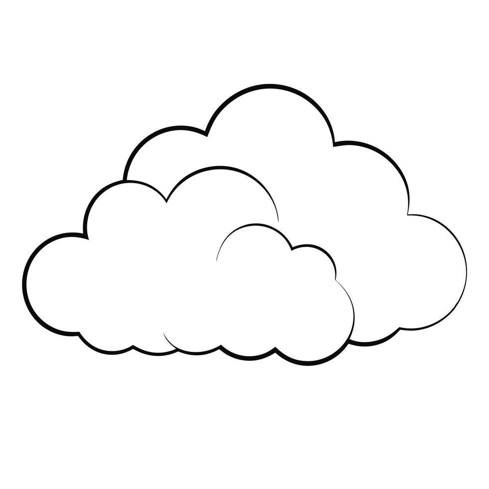 Cloud flat design black outline on a white background vector