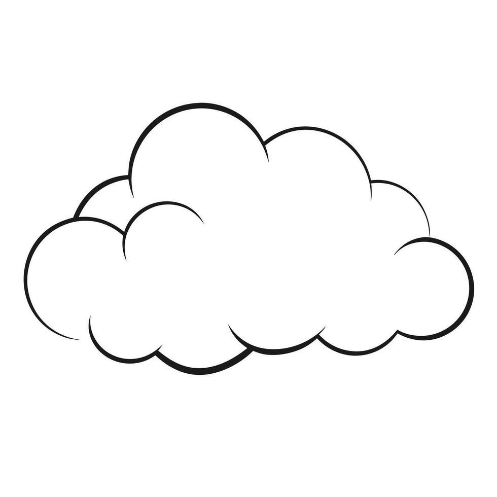 Cloud flat design black outline on a white background vector