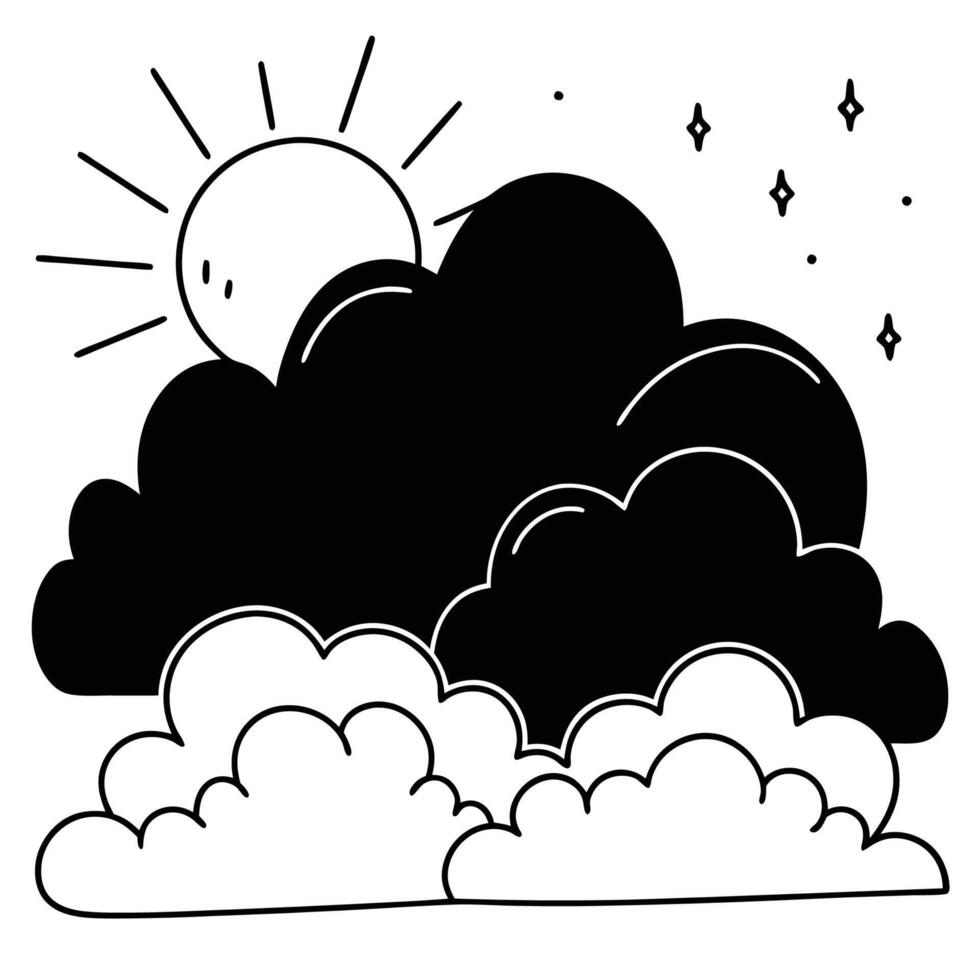 Cloud flat design black outline on a white background vector