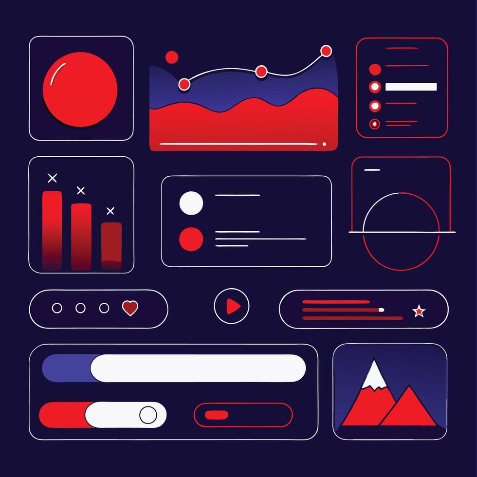 Simple Web UI elements kit graphic vector