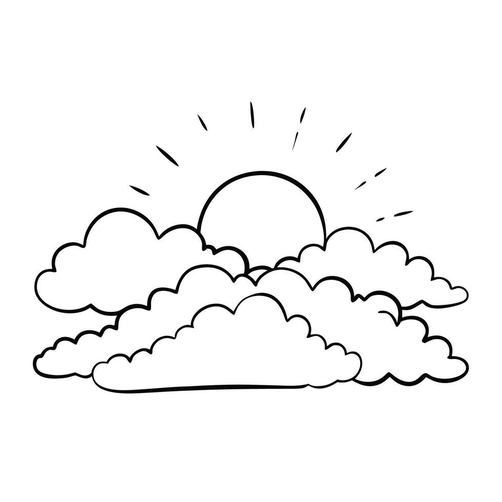 Cloud flat design black outline on a white background vector