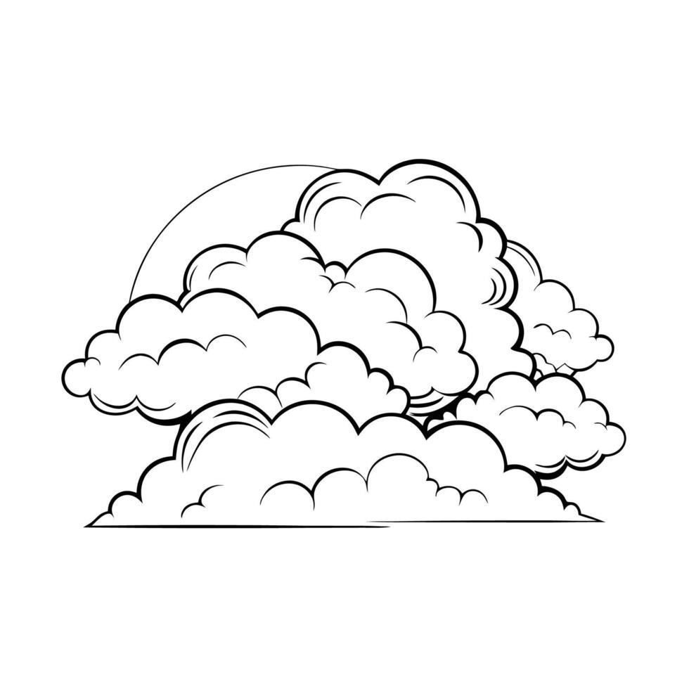 Cloud flat design black outline on a white background vector