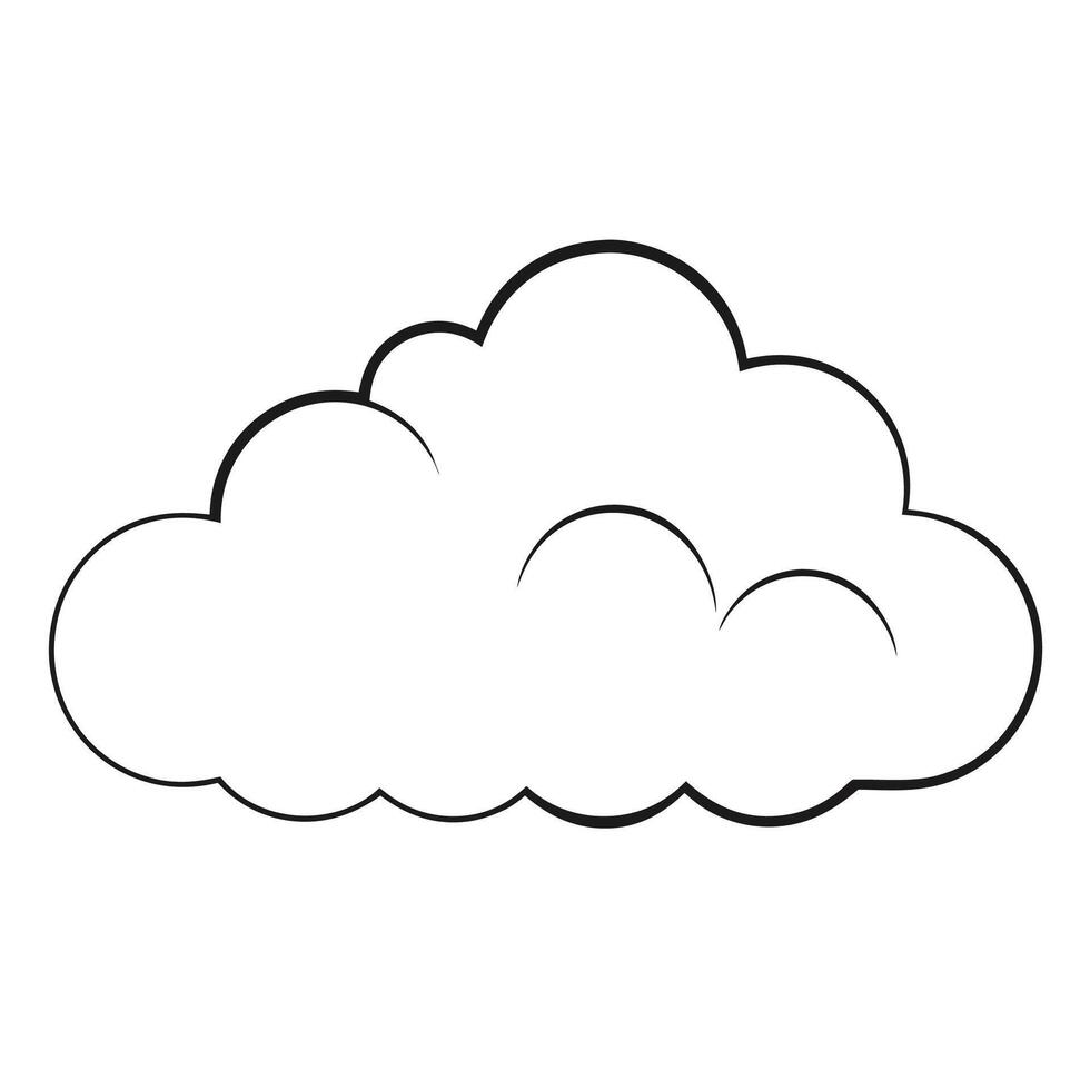 Cloud flat design black outline on a white background vector