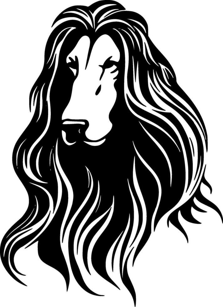 Afghan Hound - Black and White Isolated Icon - illustration vector