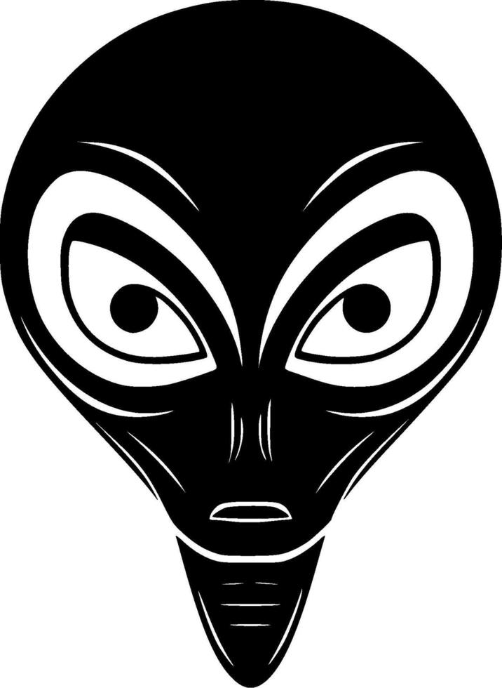 Alien - Black and White Isolated Icon - illustration vector