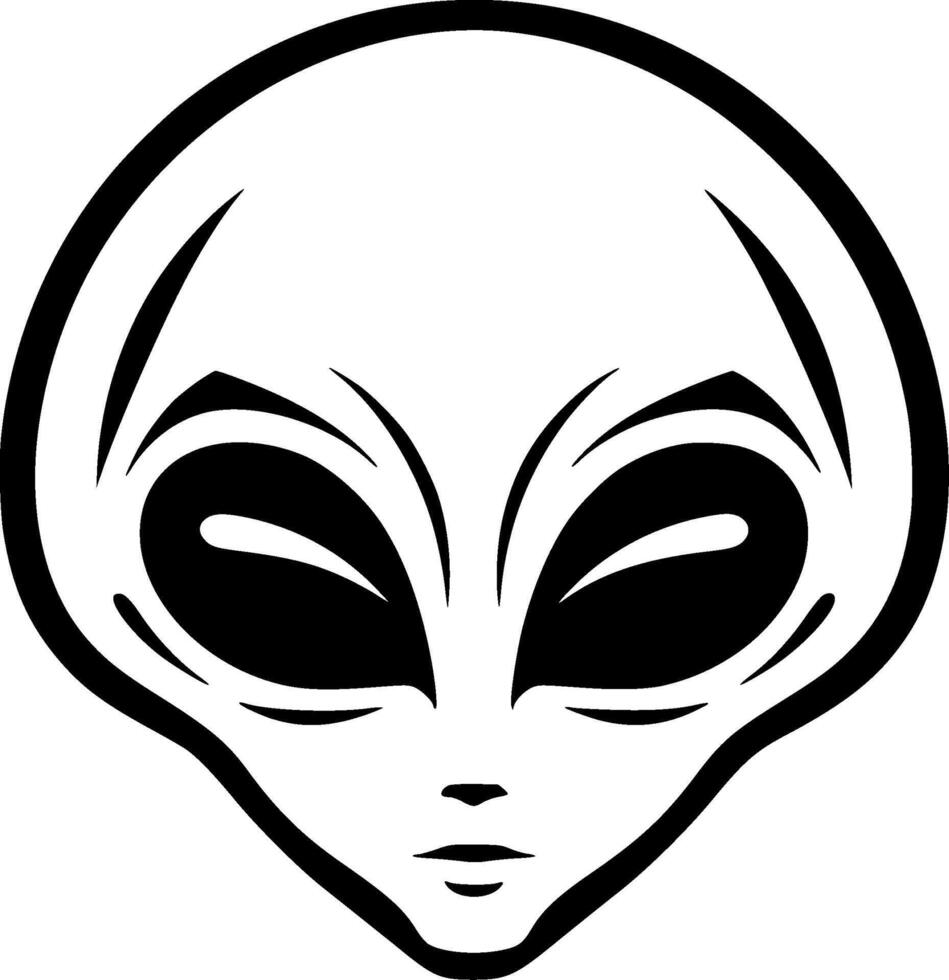 Alien, Black and White illustration vector