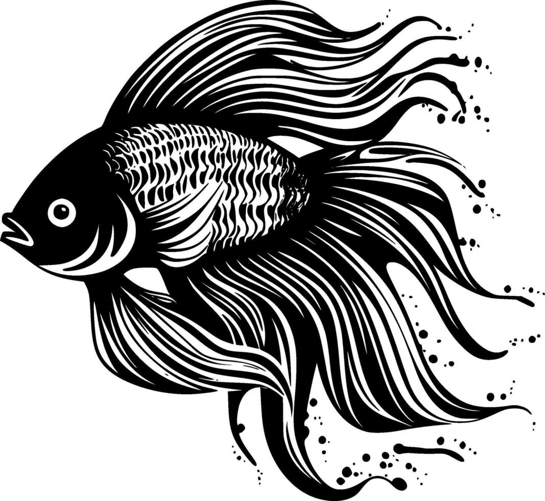 Betta Fish, Minimalist and Simple Silhouette - illustration vector