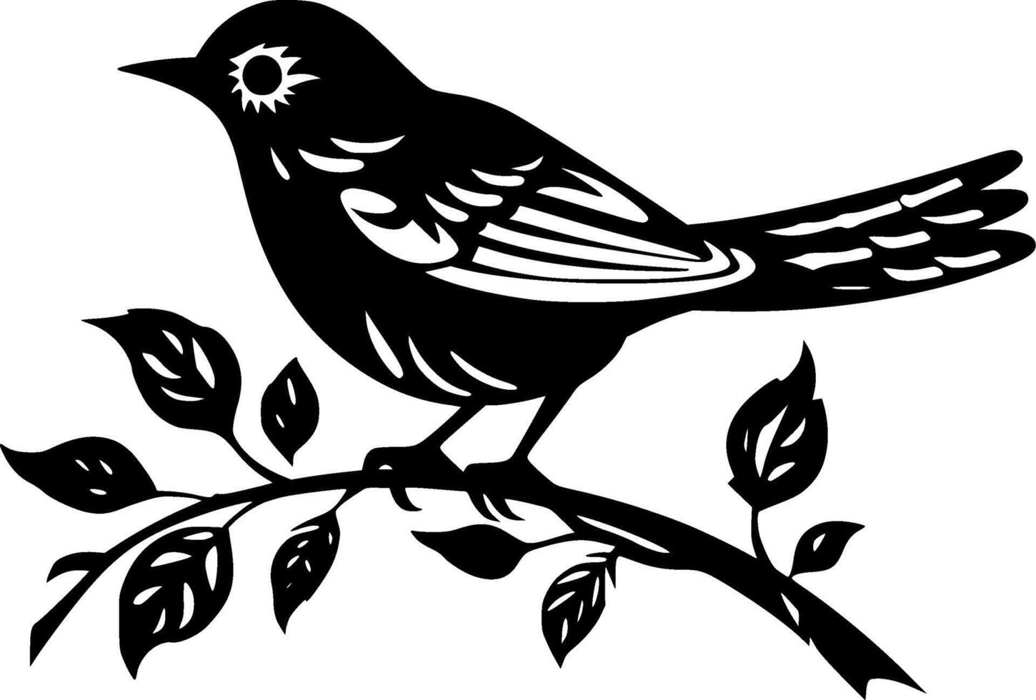Bird, Black and White illustration vector