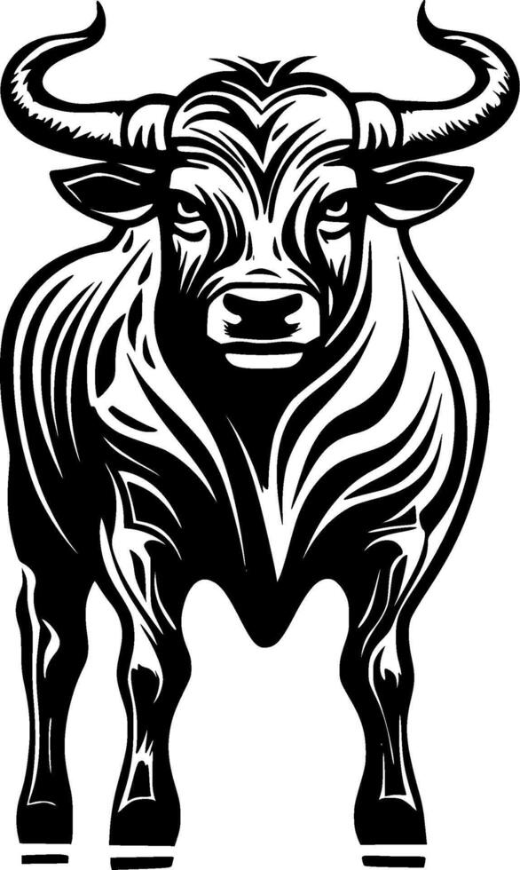Bull - Black and White Isolated Icon - illustration vector
