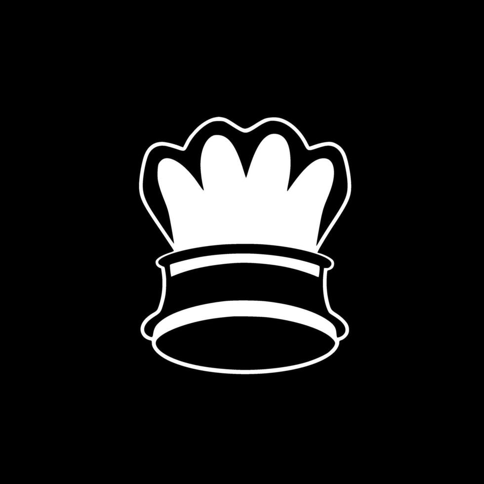 Chef Hat - Black and White Isolated Icon - illustration vector