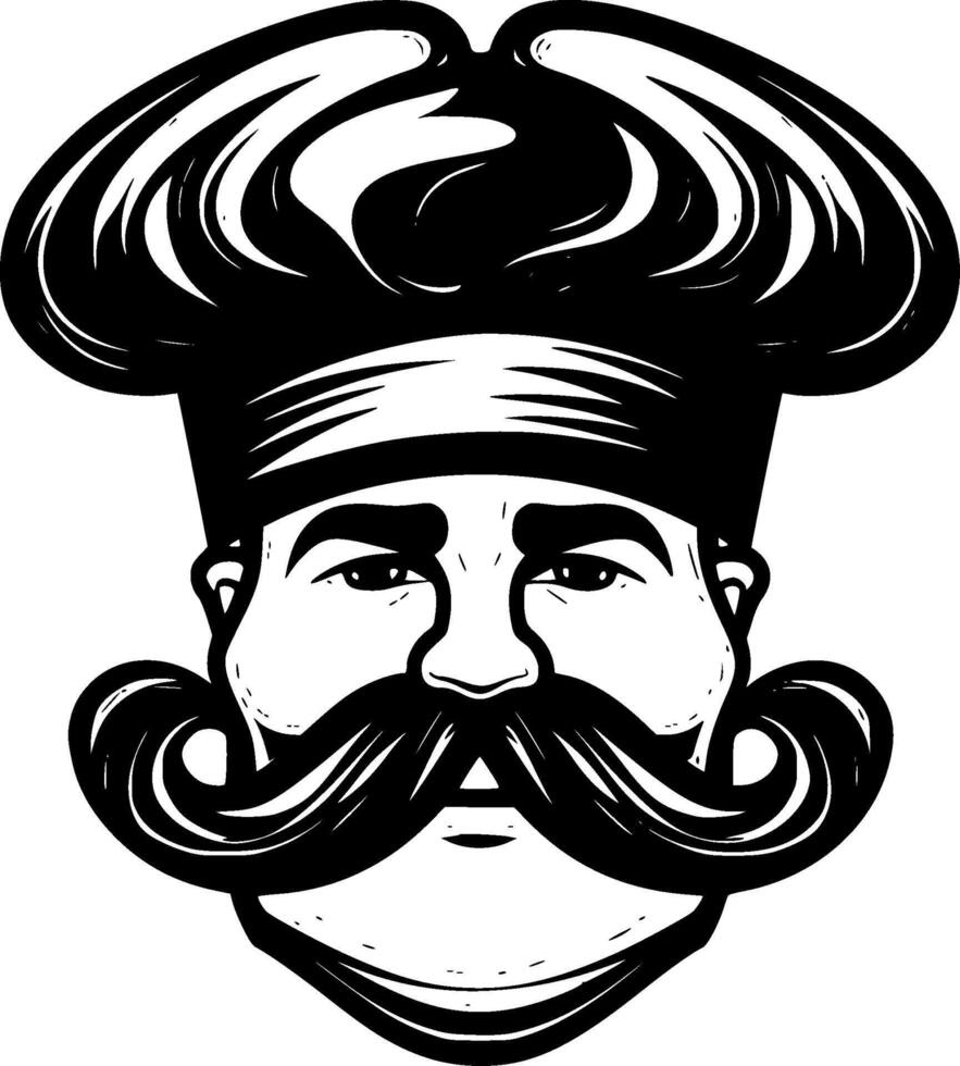 Chef Hat, Black and White illustration vector