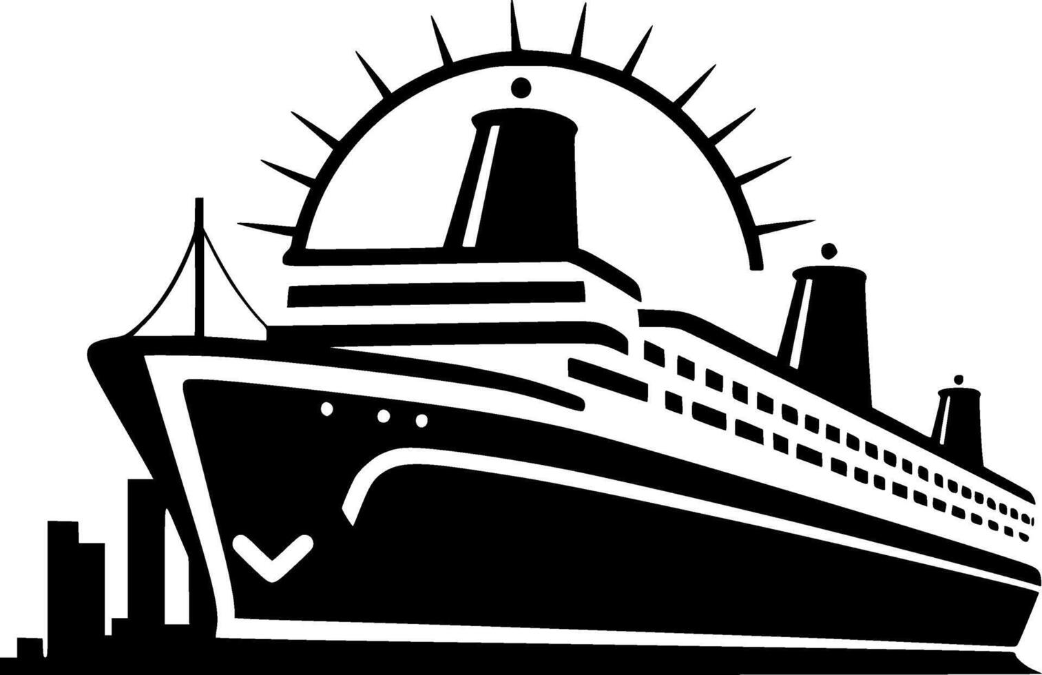 Cruise - Black and White Isolated Icon - illustration vector
