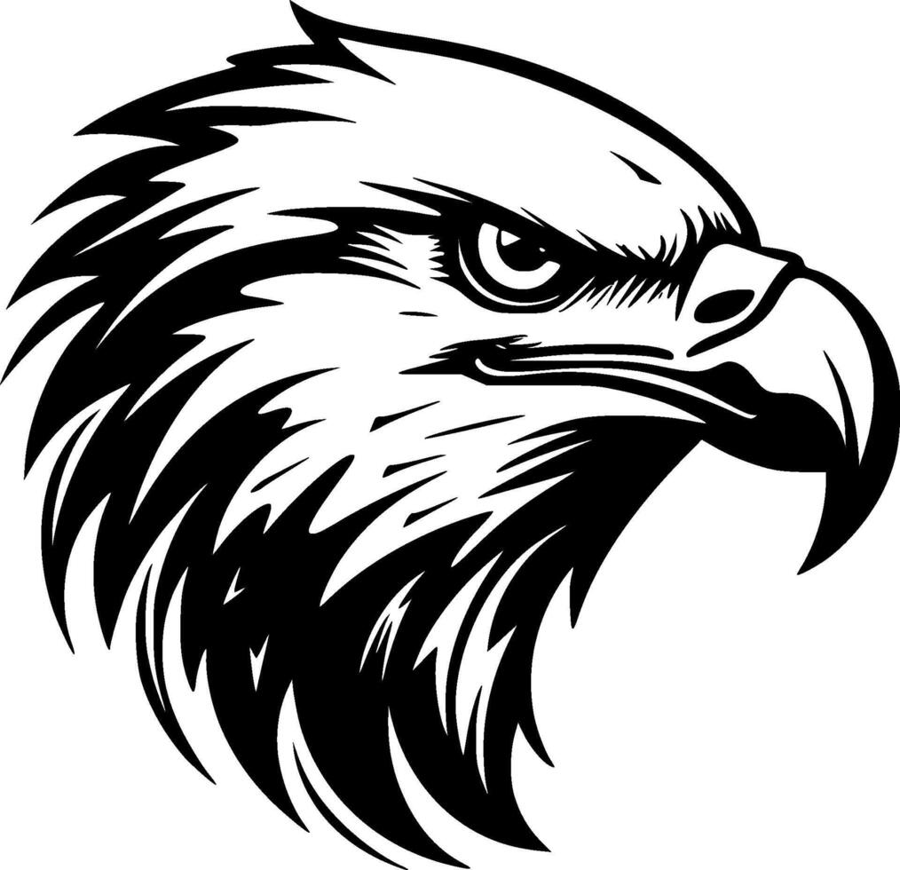 Eagle, Black and White illustration vector