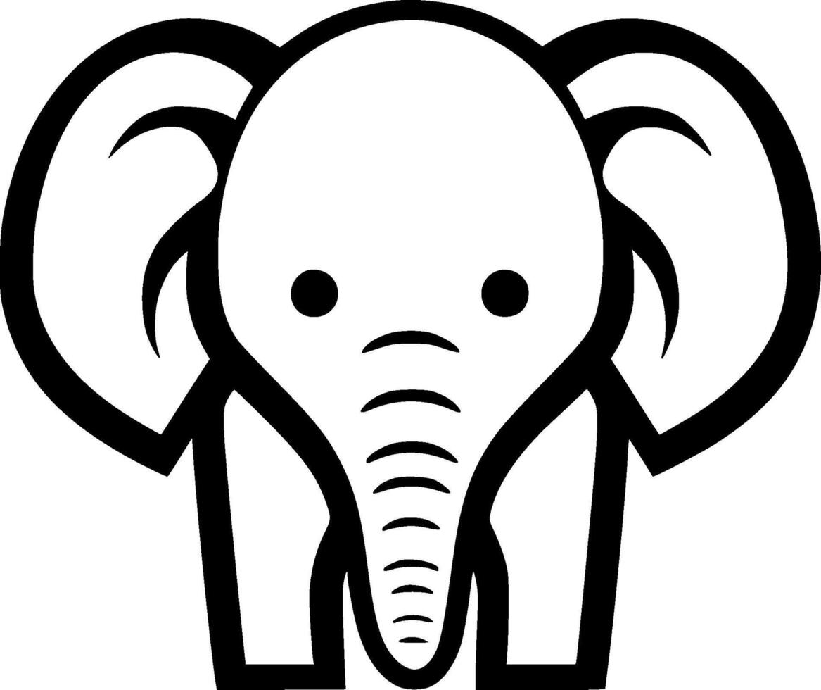 Elephant - Black and White Isolated Icon - illustration vector