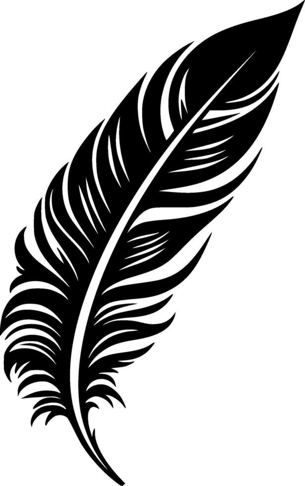 Feather, Black and White illustration vector