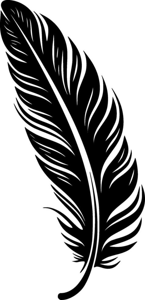 Feather, Black and White illustration vector