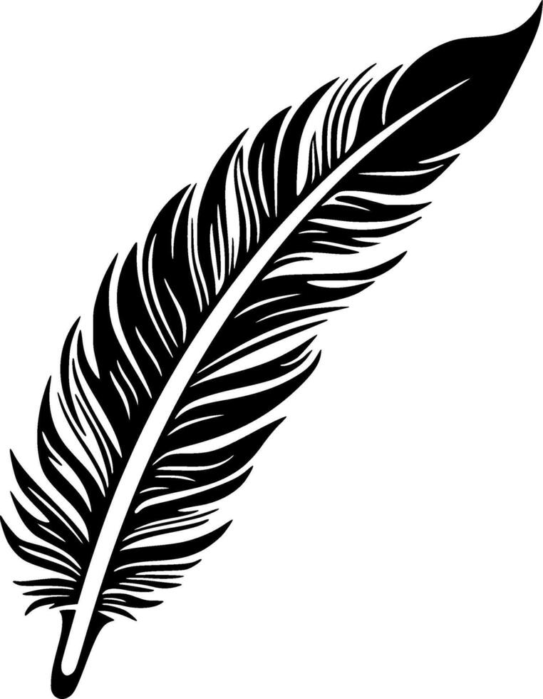 Feather - Black and White Isolated Icon - illustration vector