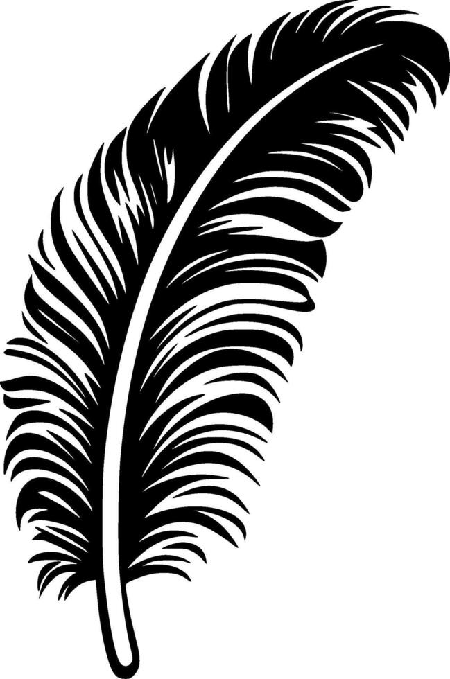 Feather - Black and White Isolated Icon - illustration vector