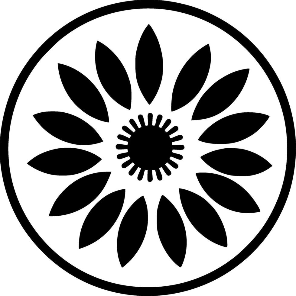 Flower - Black and White Isolated Icon - illustration vector