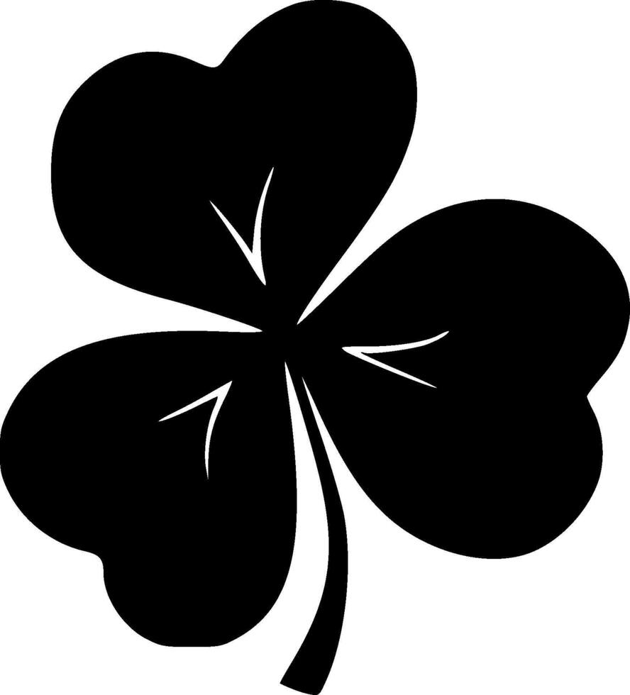 Four Leaf Clover - Black and White Isolated Icon - illustration vector