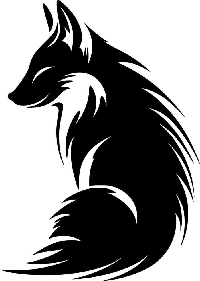 Fox, Black and White illustration vector