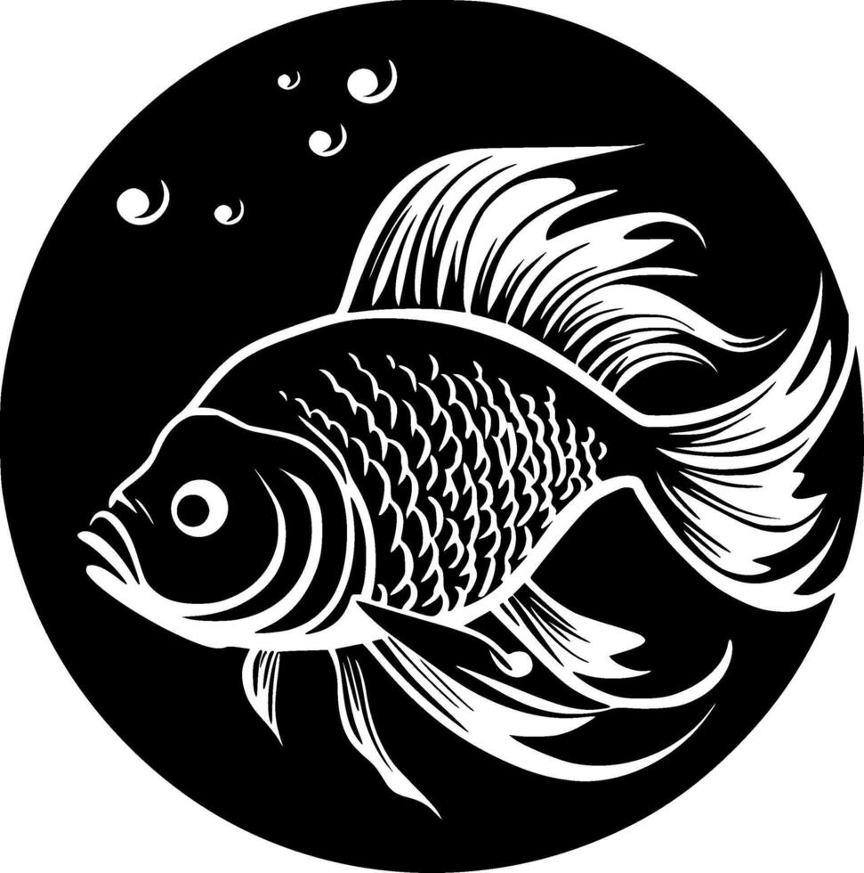 Goldfish, Black and White illustration vector