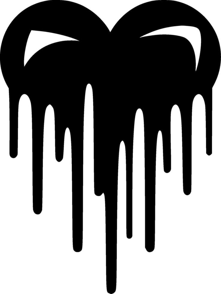 Heart Dripping - Black and White Isolated Icon - illustration vector