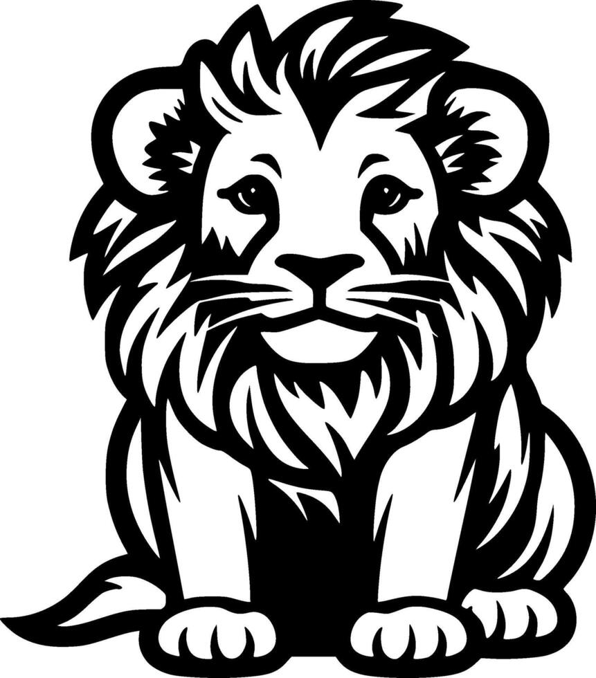 Lion, Black and White illustration vector