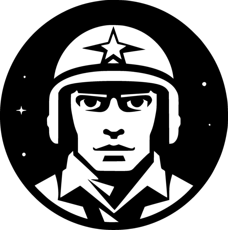 Military - Black and White Isolated Icon - illustration vector