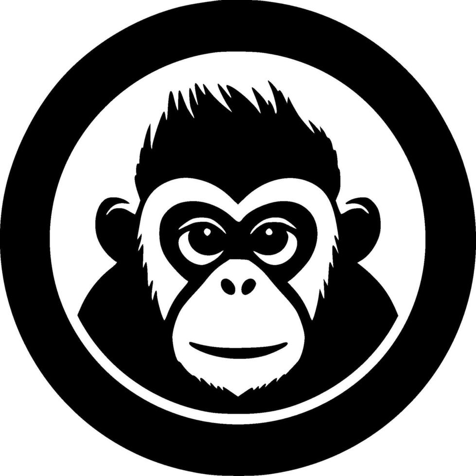 Monkey - Black and White Isolated Icon - illustration vector