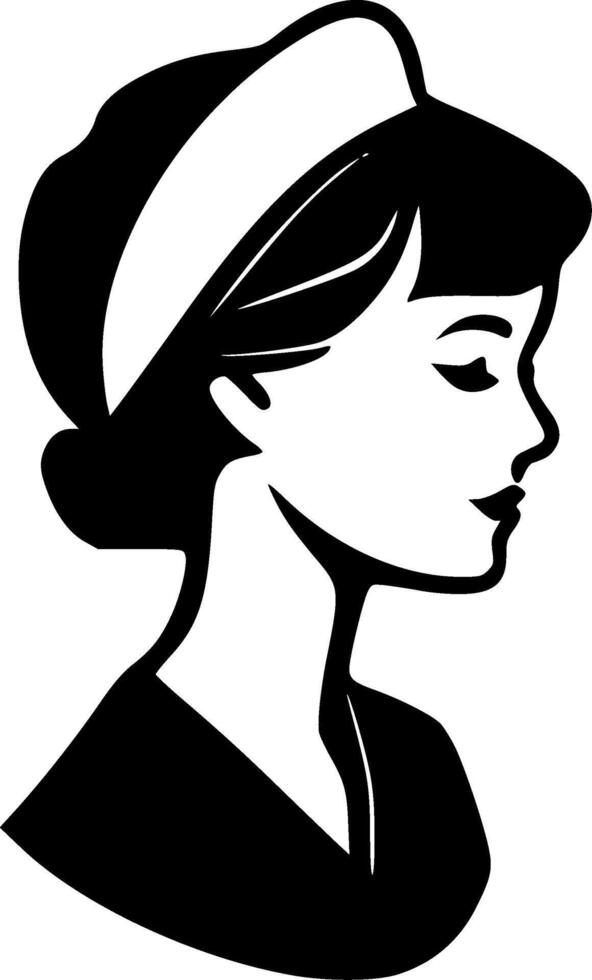 Nursing, Black and White illustration vector