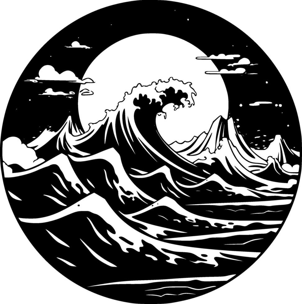 Ocean, Minimalist and Simple Silhouette - illustration vector