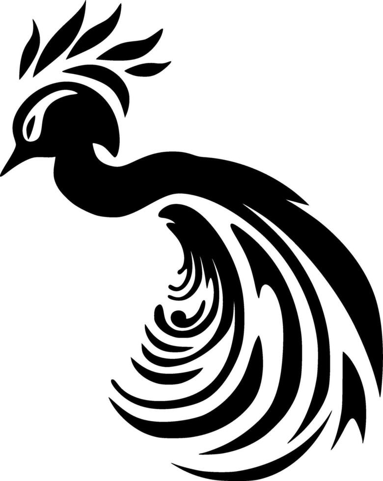 Peacock - Black and White Isolated Icon - illustration vector
