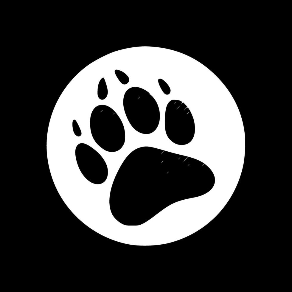 Paw Print, Black and White illustration vector