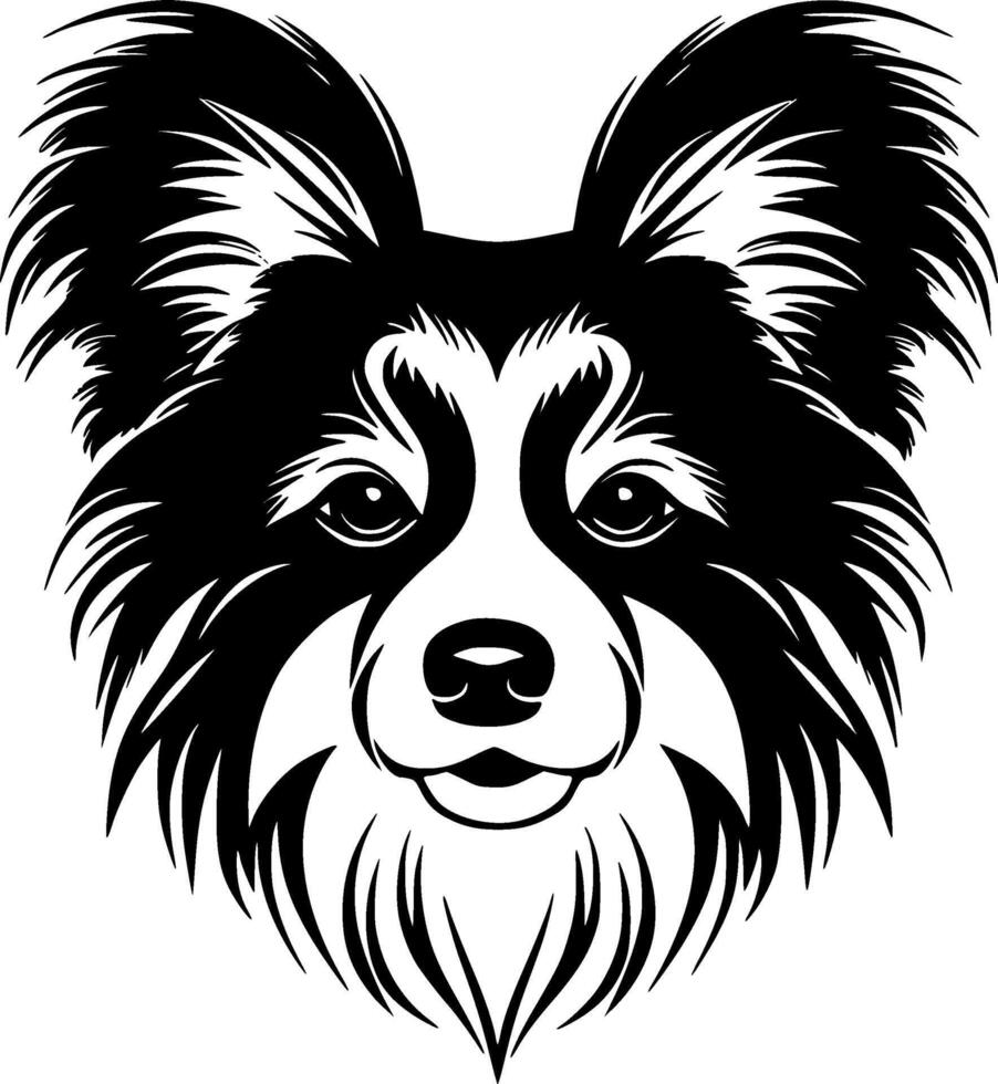 Papillon Dog, Minimalist and Simple Silhouette - illustration vector