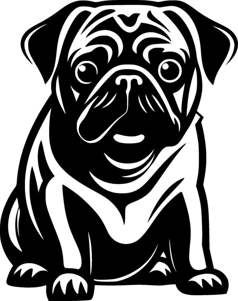 Pug - Black and White Isolated Icon - illustration vector