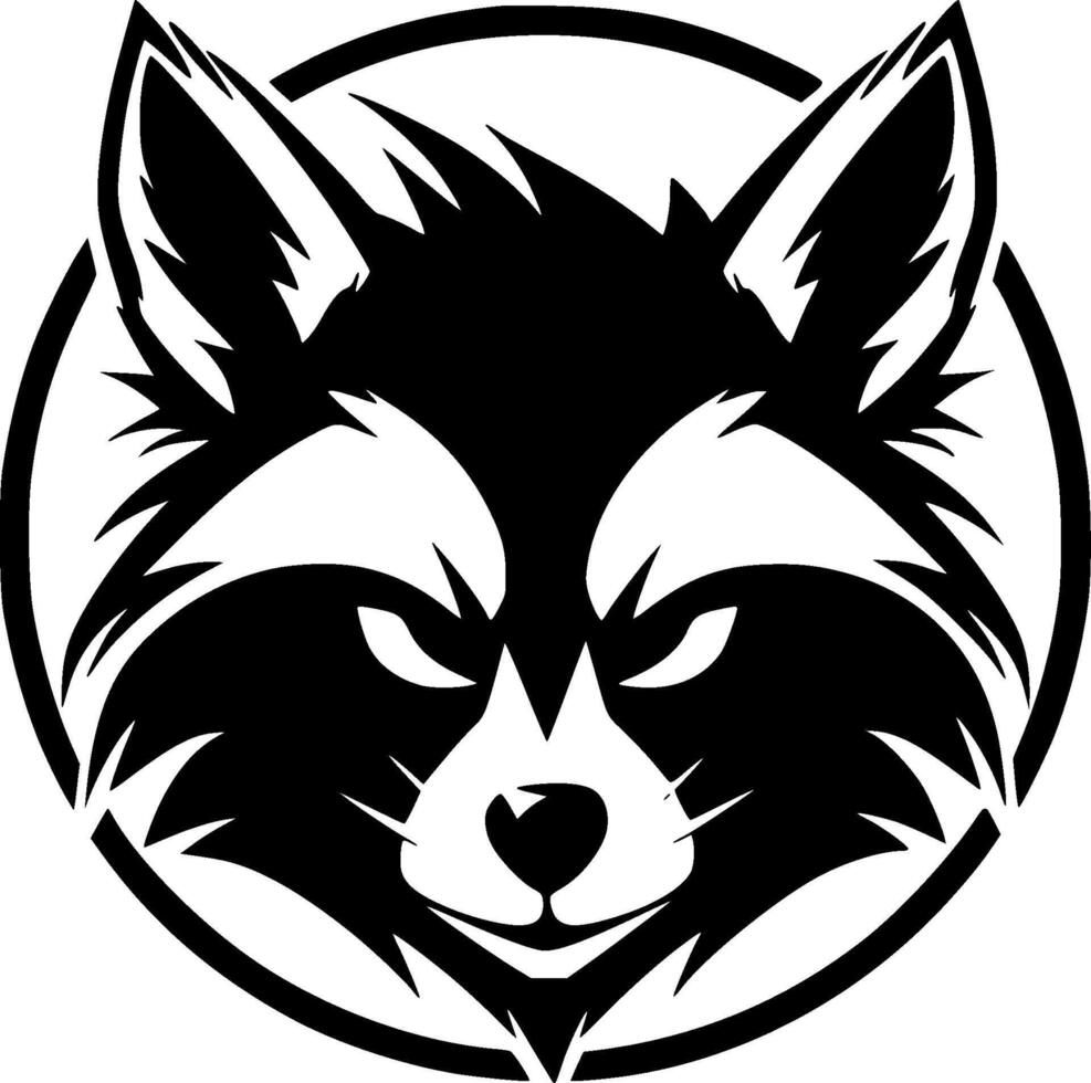 Raccoon - Black and White Isolated Icon - illustration vector