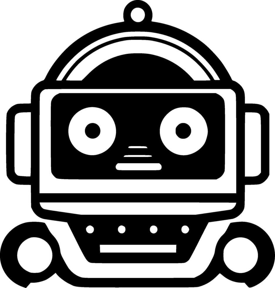 Robot - Black and White Isolated Icon - illustration vector