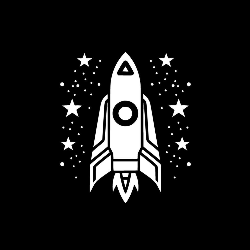 Rocket - Black and White Isolated Icon - illustration vector